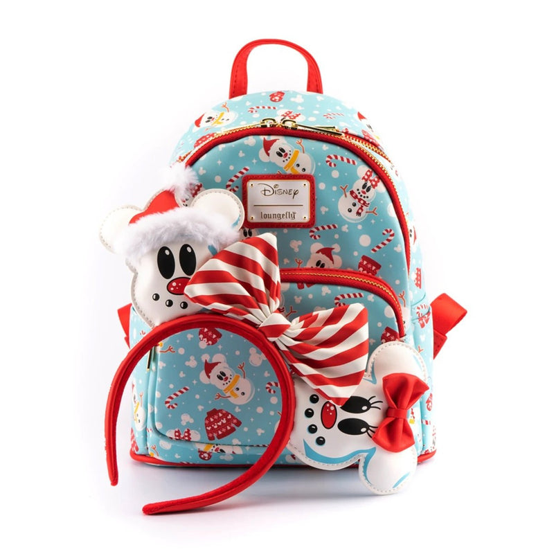 Loungefly Disney Minnie Mickey Snowman Mini Backpack con Diadema