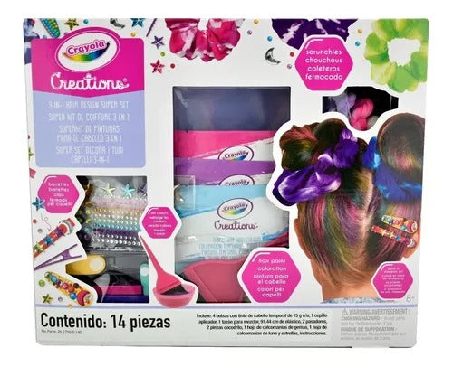 Crayola Super Kit Para El Cabello 3 en 1 Creacion  14pz