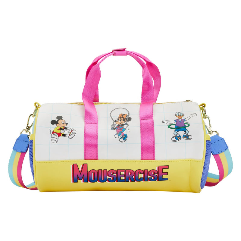 Loungefly Disney Mousercise Bolsa de lona, Mickey, Minnie Mouse y Donald