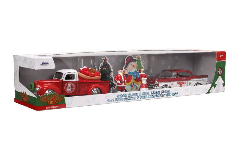 Santa Claus y Mrs. Santa Ford Pickup Bel Air Set Metal Rides 1:32