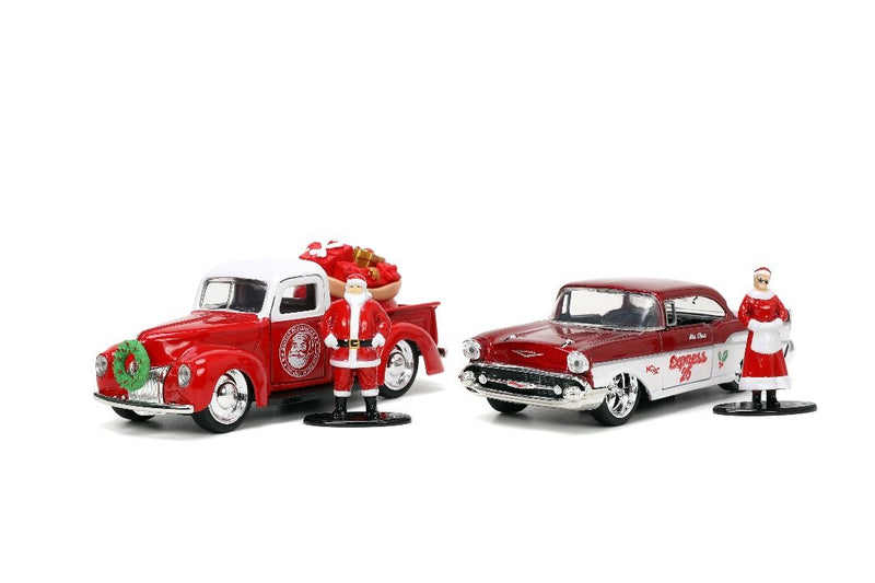 Santa Claus y Mrs. Santa Ford Pickup Bel Air Set Metal Rides 1:32